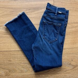 MOTHER Dark Blue Ankle & Cropped Jeans
